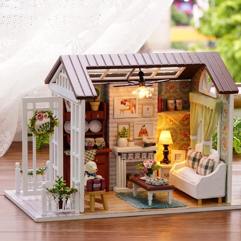 บ้านตุ๊กตาไม้จิ๋ว พร้อมเฟอร์นิเจอร์ DIY สําหรับตกแต่งบ้านตุ๊กตา ของขวัญวันเกิด