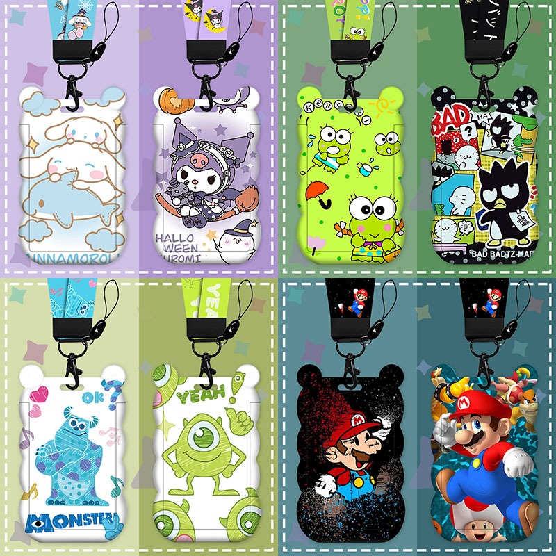 กระเป๋าใส่บัตรประจําตัวประชาชน ลายการ์ตูน Kuromi Winnie Frozen Lotso Pikachu Mickey พร้อมสายคล้อง สําหรับนักเรียน