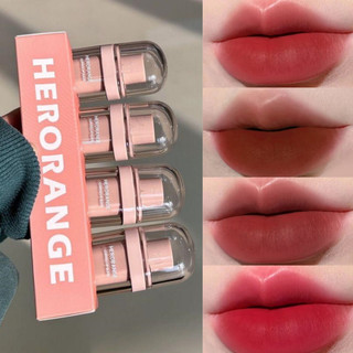 HERORANGE Matte Lip Glaze Set Long-lasting Waterproof Moisturizing Non-stick Cup Lipstick Lip Tint Set
