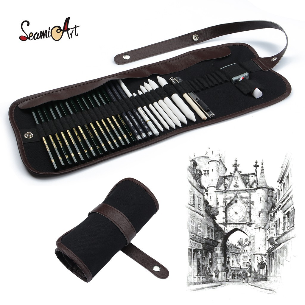 Seamiart ชุดดินสอสเก็ตช์ วาดภาพ 29 36 ชิ้น พร้อมดินสอถ่าน 6H-12B - รูปที่ 4