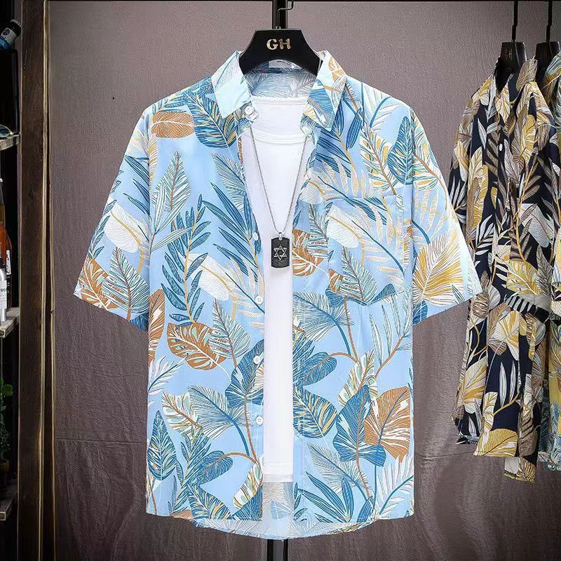 เสื้อแจ็กเก็ต แขนสั้น แบบบาง ทรงหลวม ลายดอกไม้ สไตล์ฮ่องกง เรโทร เหมาะกับเดินชายหาด แฟชั่นฤดูร้อน สําหรับผู้ชาย และผู้หญิง รุ่น 003