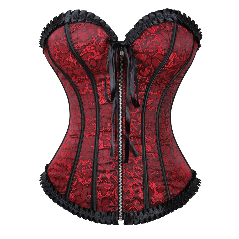 Renaissance Corsets สําหรับผู้หญิง Floral Overbust Corset Top Bustier ชุดชั้นในสีขาว