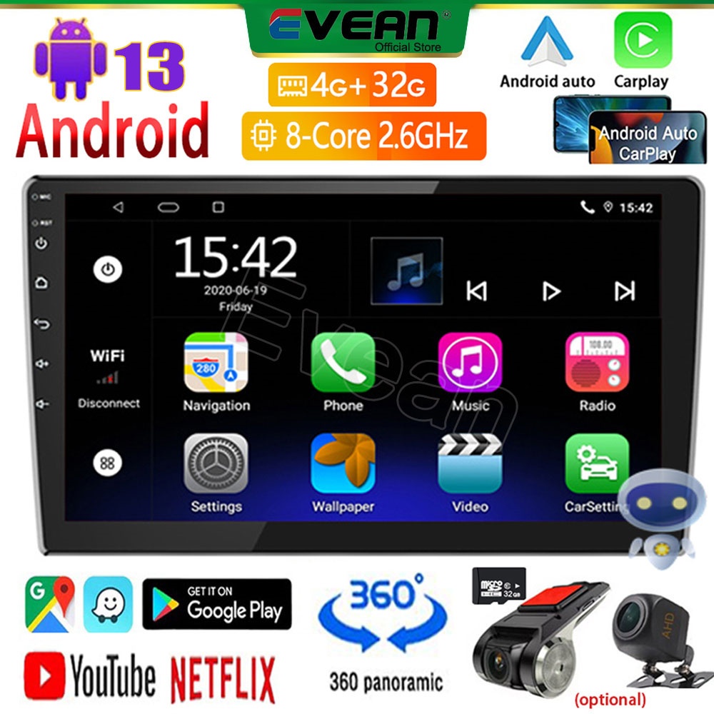 [4G+32G 8 Core Wireless Carplay &amp;Auto]9inch/10inch เครื่องเสียงรถยนต์ 2 โทน Android วิทยุติดรถยนต์ เครื่องเล่นมัลติมีเดียรองรับ 360 กล้องระบบยานพาหนะคำสั่งเสียง Wifi GPS