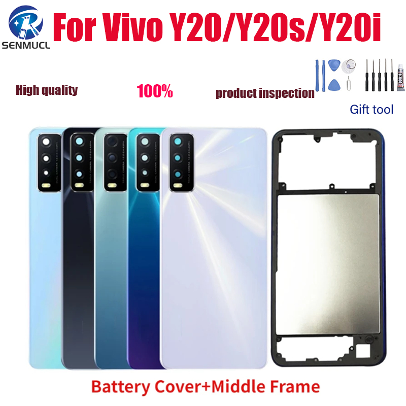 ใหม่ เคสแบตเตอรี่ กรอบกลาง ด้านหลัง พร้อมเลนส์กล้อง และปุ่มด้านข้าง สําหรับ Vivo Y20 Y20s Y20i Y30