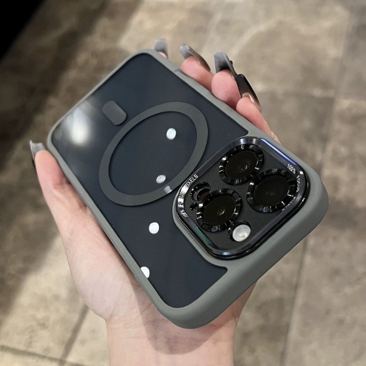 【Metal Len/acrylic hard case/Gray】เคส compatible for iphone 11 12 13 14 15 pro max - รูปที่ 4