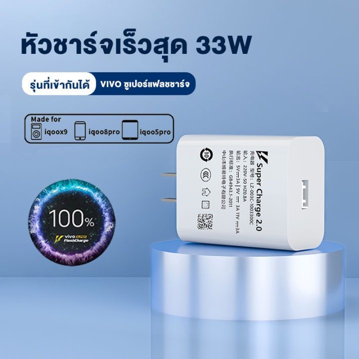 【รับประกัน 2 ปี】 33W หัวชาร์จ 2 เท่า Fast charging รใช้กับ V23E V23 V21 V20 V19 V17 X50 Y72 5G S1PRO