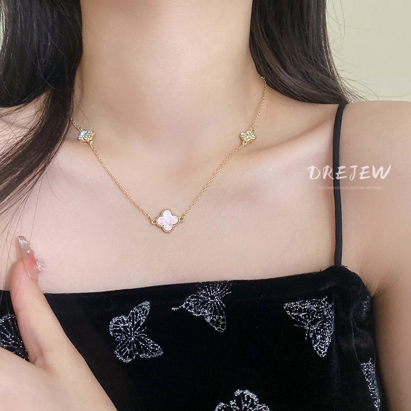 DREJEW ชุดสร้อยคอโชคเกอร์ ประดับเพชรอะซิเตท ลายดอกไม้ แฟชั่นเรียบง่าย