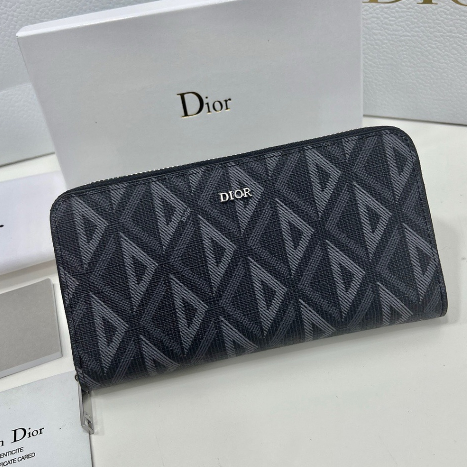 Dior ของแท้ กระเป๋าสตางค์ใบยาว พับได้ อเนกประสงค์