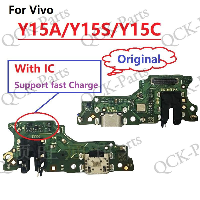 สําหรับ Vivo Y15A Y15S Y15C คัดลอก / ของแท้ ชาร์จ USB แท่นชาร์จพอร์ตบอร์ด พร้อมไมโครโฟน สายเคเบิลอ่อน