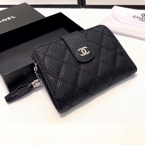 Chanel ของแท้ กระเป๋าสตางค์ กระเป๋าใส่เหรียญ ใส่บัตร อเนกประสงค์ แบบพับได้