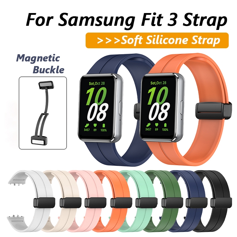 สายนาฬิกาข้อมือ ซิลิโคนนิ่ม พร้อมหัวเข็มขัดแม่เหล็ก แบบเปลี่ยน สําหรับ Samsung Fit 3 Samsung Galaxy Fit 3