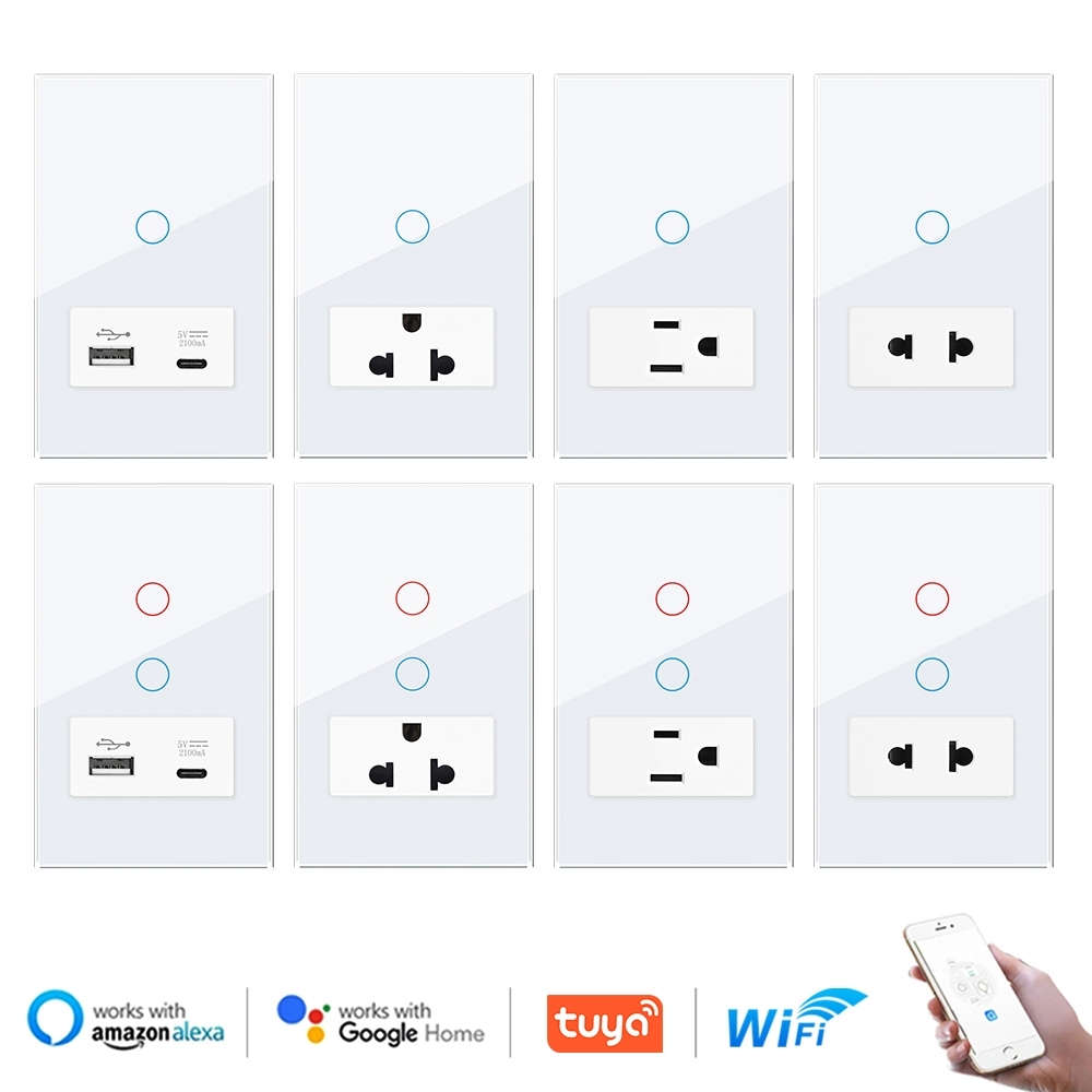 VISWE tuya smart switch tuya wifi tuya smart life white switch,118*72mm แผงกระจก
