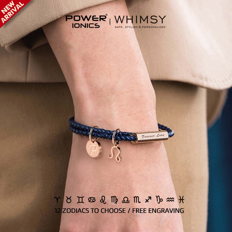Power IONICS 12 Zodiac Italian Charm Bracelet สร้อยข้อมือหนังแท้ สําหรับผู้ชาย ผู้หญิง ของขวัญวันเกิด