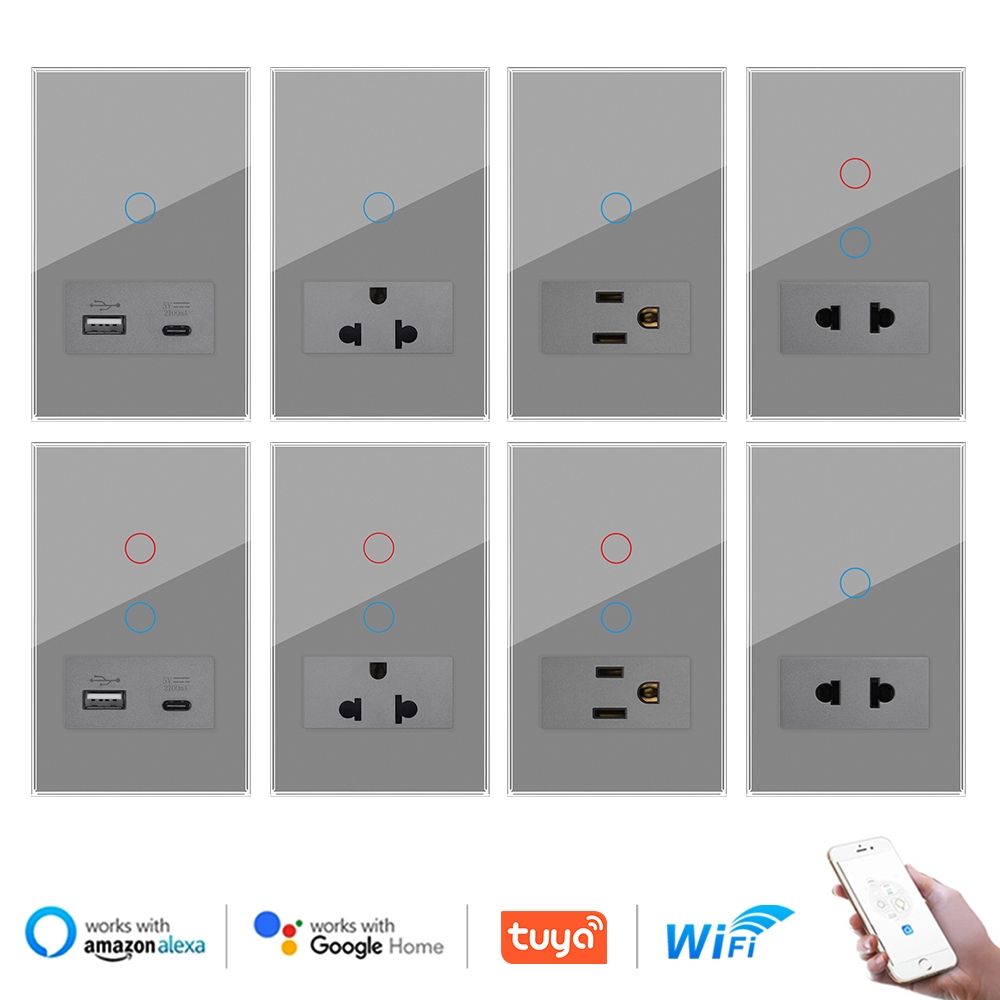 VISWE tuya smart switch tuya wifi tuya smart life grey switch switch,118*72mm แผงกระจก