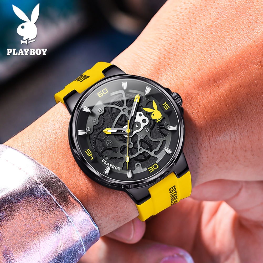 PLAYBOY นาฬิกา ผู้ชาย แฟชั่น watch 100% แท้ นาฬิกาข้อมือกันน้ำได้ ควอตซ์ เทปกาว  กีฬา เทรนด์ 3052-Y