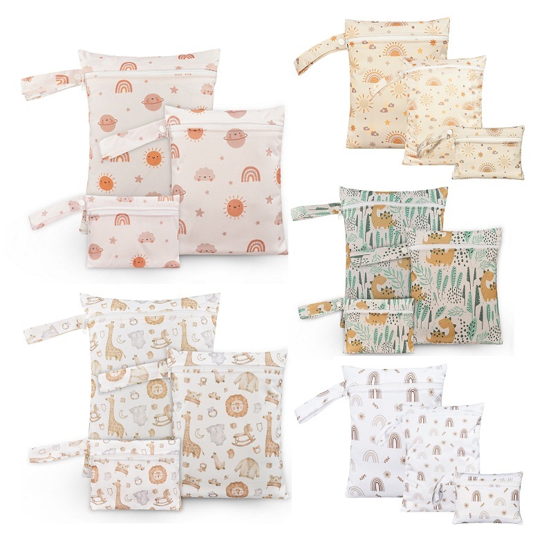 [3 ชิ้น/เซ็ต] กันน้ําเปียกกระเป๋าผ้าอ้อมผ้าอ้อมกระเป๋านํามาใช้ใหม่คลอดบุตรรถเข็นเด็กแม่กระเป๋าผ้าอ้อมผ้าอ้อมกระเป๋าโยคะถุงเก็บหน้ากาก