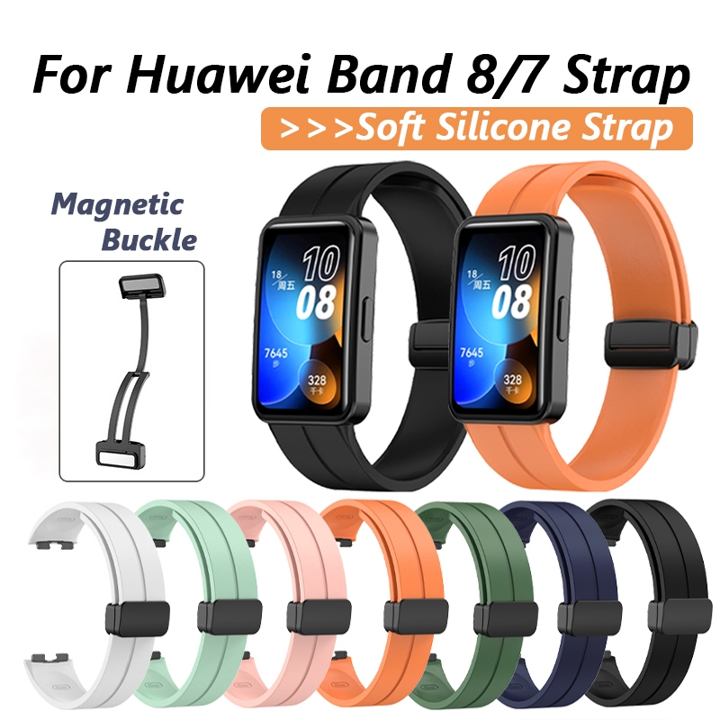 สําหรับ Huawei Band 9/8/7 สายรัดซิลิโคน พร้อมหัวเข็มขัดแม่เหล็ก สําหรับ Huawei Band 7 สายรัดข้อมือ เปลี่ยนได้ เข็มขัด