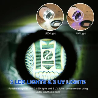 Kiprun แว่นขยาย ปรับได้ 30 เท่า พร้อมไฟ LED UV ปรับโฟกัสได้ เครื่องประดับ