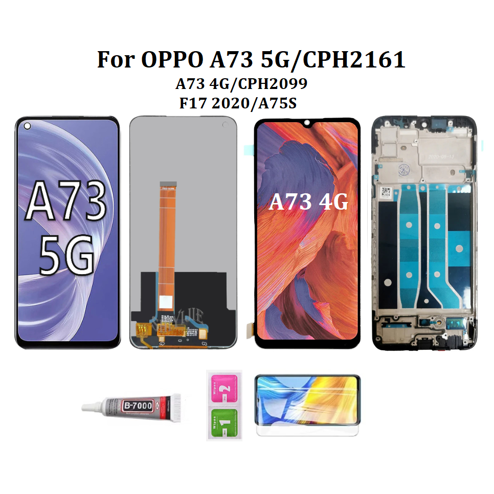 OLED กรอบสําหรับ OPPO A73 4G/CPH2099 A73 5G/CPH2161 A75S F17 2020 จอแสดงผล LCD หน้าจอสัมผัส
