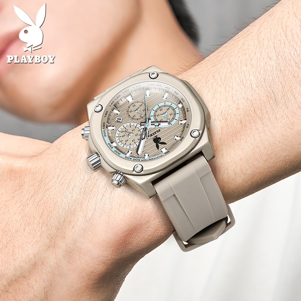 Playboy นาฬิกาข้อมือควอตซ์แฟชั่น สายยาง 100% กันน้ํา ใส่สบาย อเนกประสงค์ สําหรับสตรี 3060-M