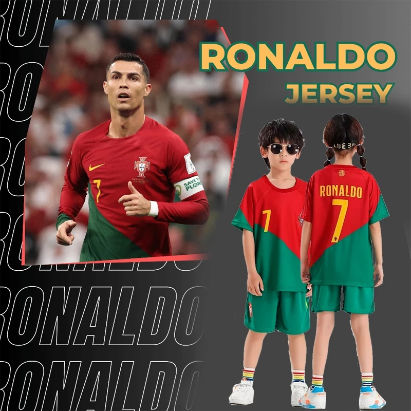 เสื้อกีฬาแขนสั้น ลายทีมฟุตบอล CR7 คุณภาพดี สําหรับเด็ก