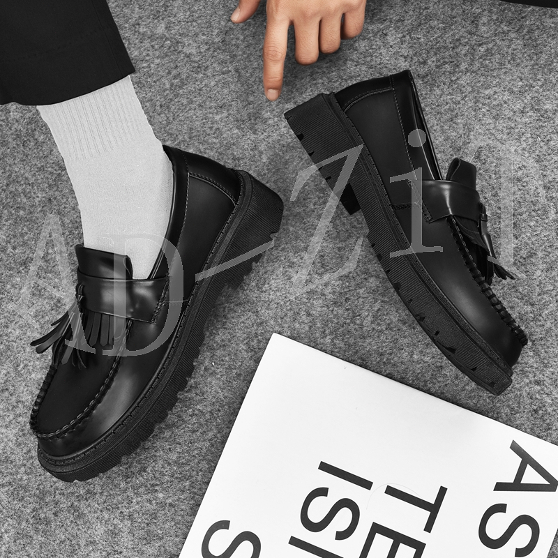 💕คุณภาพสูง💕เกาหลี สะดวกสบาย ผู้ชาย รองเท้าหนัง แฟชั่น รองเท้า Lefur สีดำ# D168 💕 - รูปที่ 6