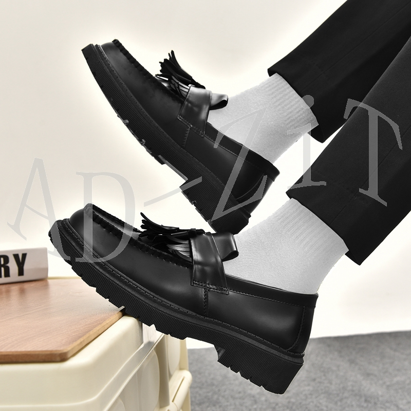 💕คุณภาพสูง💕เกาหลี สะดวกสบาย ผู้ชาย รองเท้าหนัง แฟชั่น รองเท้า Lefur สีดำ# D168 💕 - รูปที่ 7