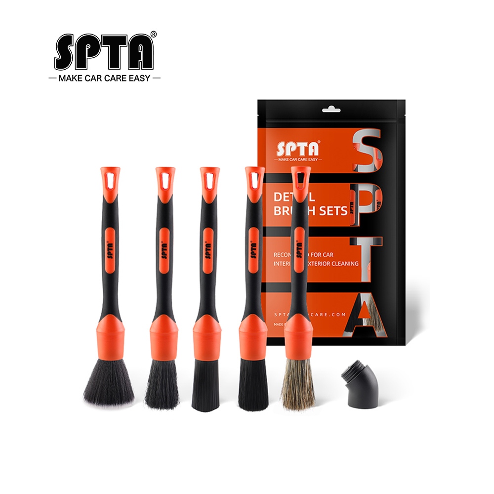 Spta ชุดแปรงทําความสะอาดรถยนต์ 1 ชุด 3 ชุด พร้อมข้อศอก ถอดออกได้ สําหรับช่องแอร์ แดชบอร์ด