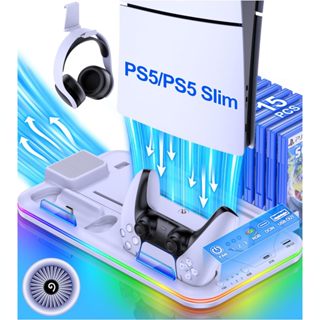 แท่นชาร์จ RGB PS5 Slim/PS5 Pro มัลติฟังก์ชั่นและสถานีทําความ…