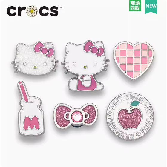 หัวเข็มขัดโลหะ รูปดอกไม้น่ารัก สีชมพู สําหรับตกแต่งรองเท้า crocs diy