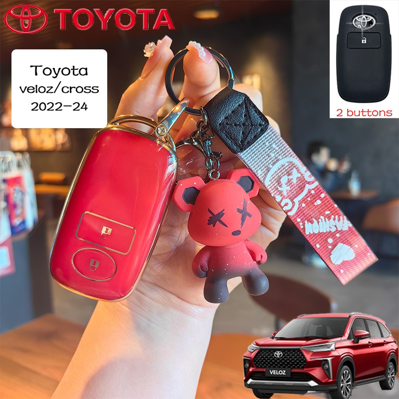 ปลอกกุญแจรถยนต์โตโยต้าโตโยต้า 2 ปุ่ม Veloz/Yaris cross2022/2023/2024 เคสกุญแจมูลค่าสูงพิเศษสไตล์คู่รัก Unisex