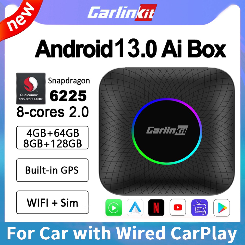 Carlinkit CarPlay Ai Box Plus Android 13 8+128GB QCM 8-Core 6225 Wireless CarPlay Android Auto YouTu