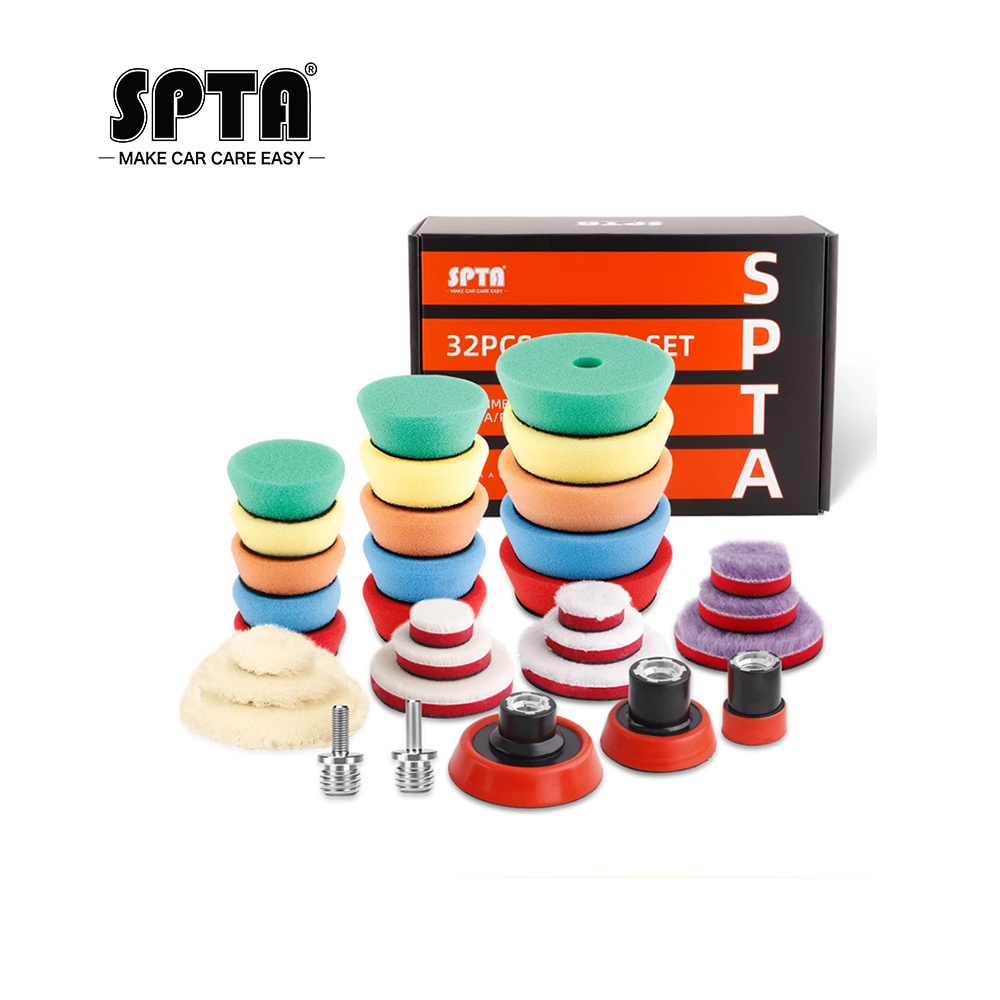 (ขายจํานวนมาก 2 ชุด และแผ่นขัดเงารถยนต์ รูปตัว T SPTA 32 ชิ้น 1 นิ้ว 2 นิ้ว 3 นิ้ว 5 ชุด