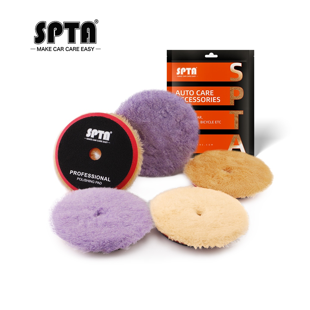 (ขายจํานวนมาก -- 5 ชิ้น) แผ่นขัดขนสัตว์ SPTA 3 นิ้ว (80 มม.) / 5 นิ้ว (125 มม.) / 6 นิ้ว (150 มม.) สําหรับเครื่องขัดสีรถยนต์ DA / RO