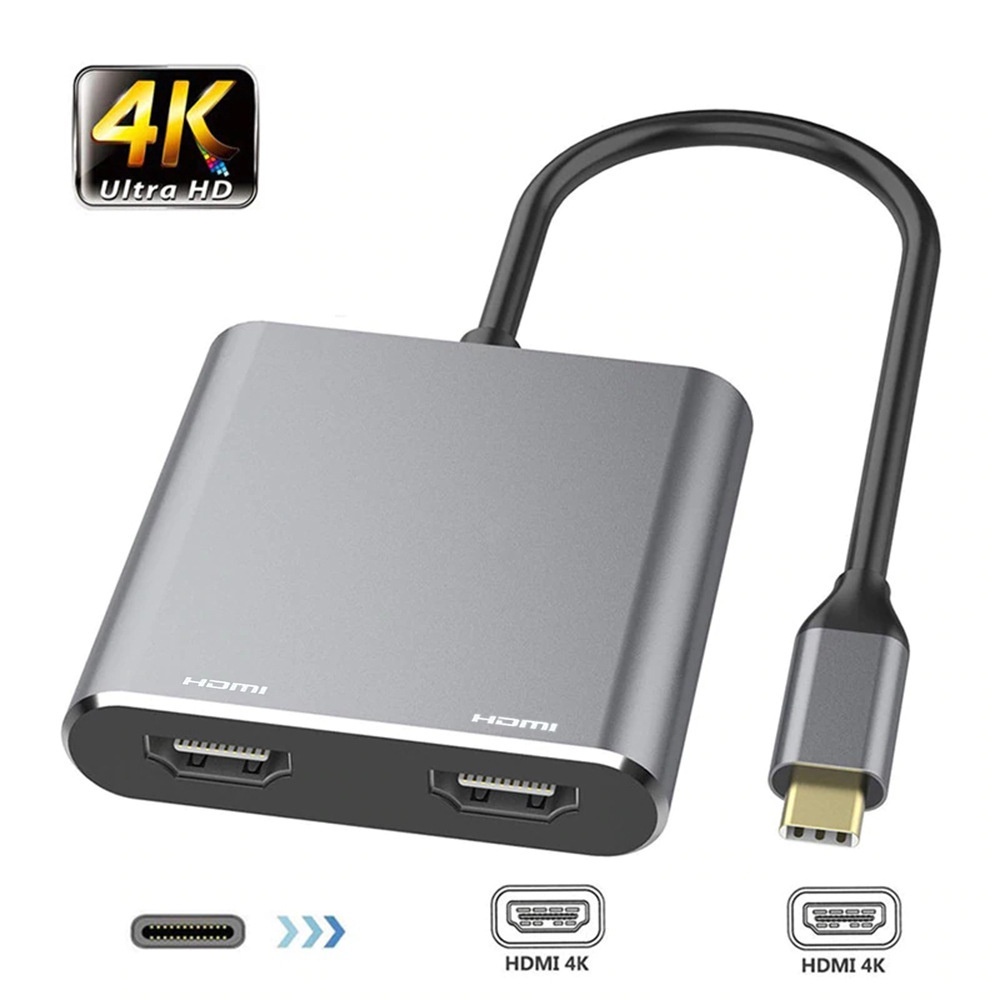 อะแดปเตอร์ Typec เป็น Dual HDMI 2in1 Type-C HUB HDMI 4K สองจอภาพกระจกขยายจอแสดงผล สําหรับ Macbook แล็ปท็อป โทรศัพท์มือถือ