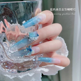 Rou Bao 2024 ใหม่ ริบบิ้นฟอยล์เรซิ่น ไล่โทนสี สําหรับตกแต่งเล็บ DIY 50 ชิ้น