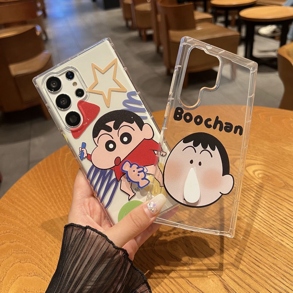 การ์ตู นเครยอน ชินจัง Boochan เคส Samsung Galaxy S24 Ultra S22 S23 Ultra S23FE S21FE S20 S21 S22 S24 Plus + S20FE S21Ultra S20Ultra Note20 Ultra Note10 Plus Note10Lite A54 A34 Case Case โปร่งใส ป้องกันการตก ซิลิกาเจล นุ่นุ่ม เคสมือถือซัมซุง