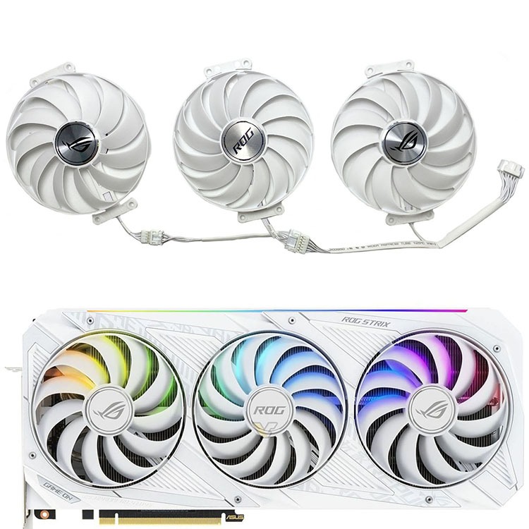 พัดลมระบายความร้อนการ์ดจอ 95 มม. สีขาว แบบเปลี่ยน สําหรับ ASUS RTX3070 3080 3090 ROG STRIX
