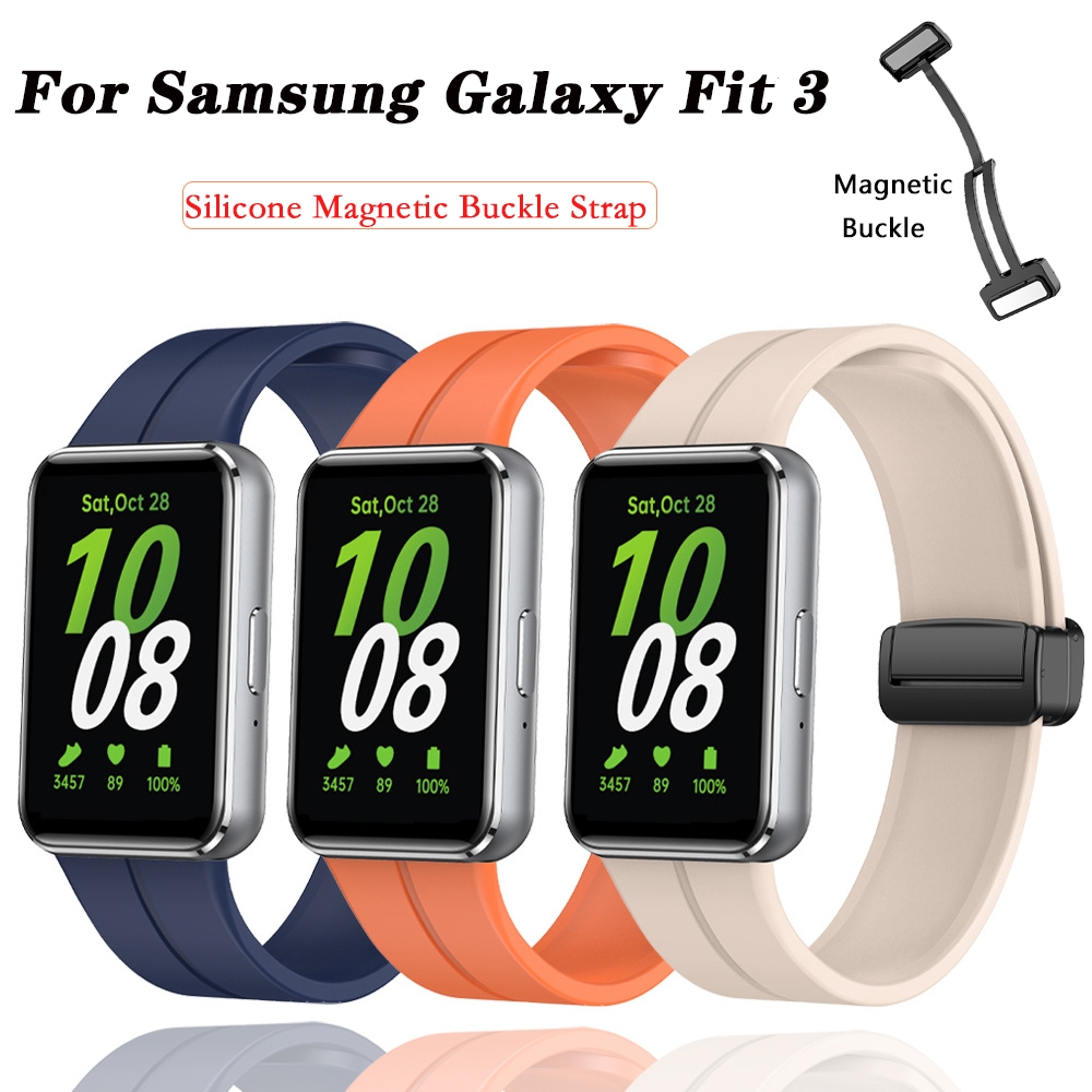 สายรัดข้อมือซิลิโคน หัวเข็มขัดแม่เหล็ก แบบเปลี่ยน สําหรับ Samsung Galaxy Fit 3 Samsung Galaxy Fit3