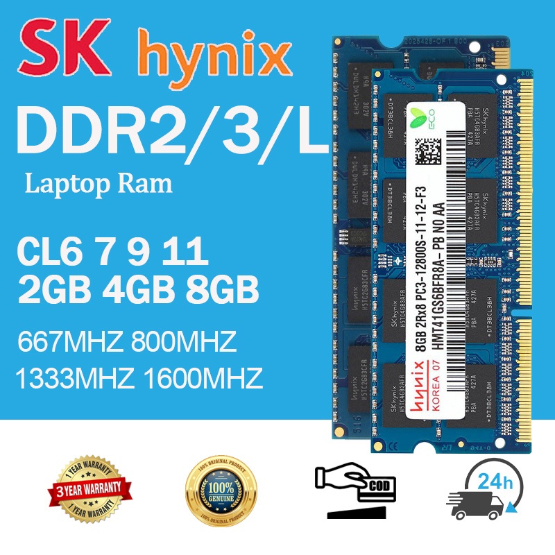 [24H SENT] Hynix 2GB 4GB 8GB RAM DDR3 DDR2 DDR3L แล็ปท็อป RAM 667Mhz 800Mhz 1066Mhz 1333Mhz 1600MHz SODIMM RAM FOR NOTEBOOK
