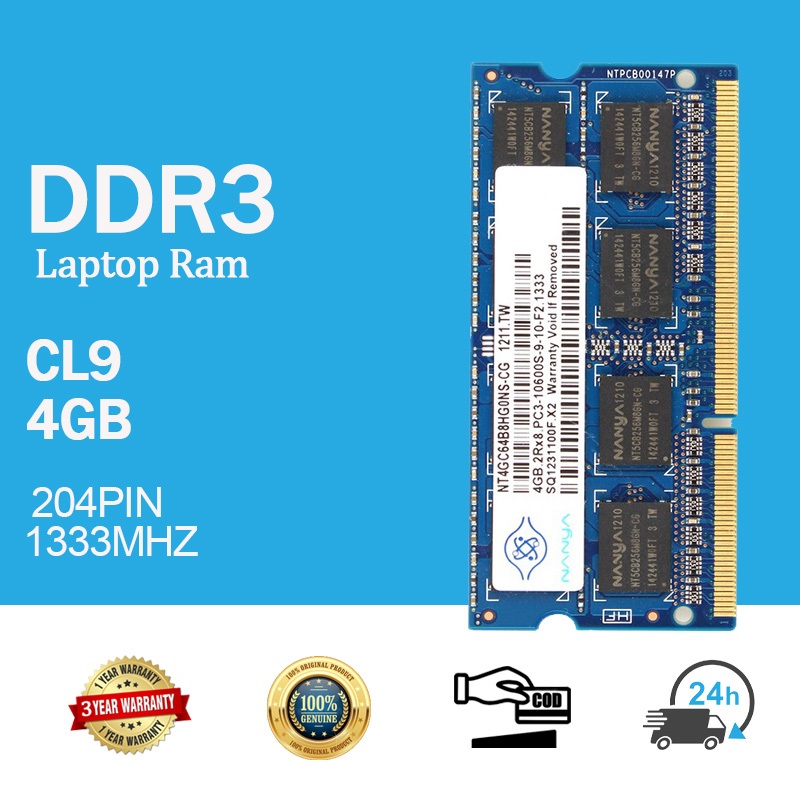 [24H SENT] 4GB RAM DDR3 1333Mhz NOTEBOOK RAM 2RX8 PC3-10600S 1.5V Laptop Memory SODIMM RAM Intel แรม โน็ตบุ๊ค