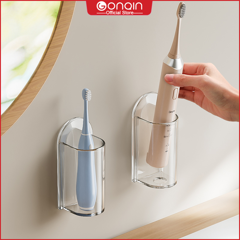 GONQIN ที่วางแปรงสีฟันไฟฟ้า ที่วางแปรงสีฟันติดผนัง ที่วางแปรงสีฟันในห้องน้ํา ชั้นเก็บของ ชั้นวางแปรงสีฟันไฟฟ้า