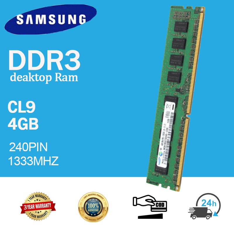 Samsung 4GB RAM DDR3 1333MHz 2RX8 PC3-10600E หน่วยความจํา 240PIN DIMM สําหรับ ECC Desktop RAM