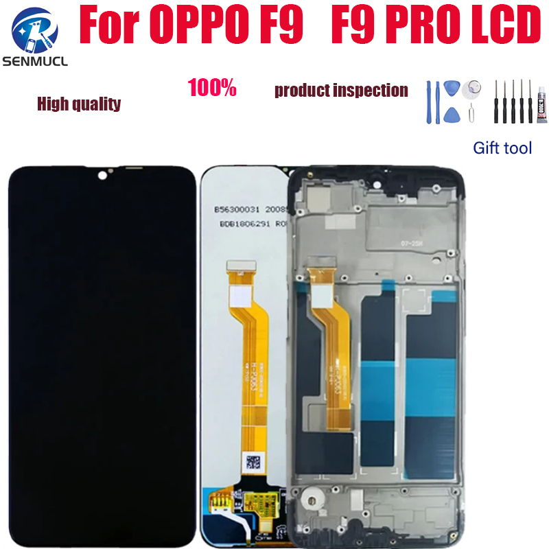 หน้าจอสัมผัสดิจิทัล LCD 6.3 นิ้ว พร้อมกรอบ สําหรับ OPPO F9 Pro CPH1823 CPH1881 CPH1825