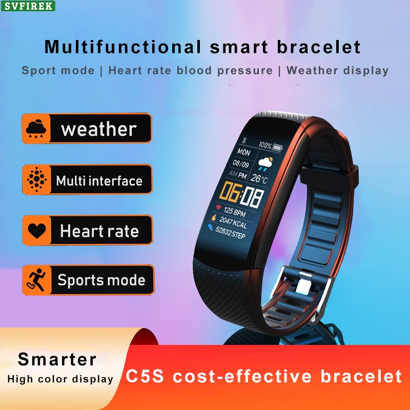 C5S สร้อยข้อมือสมาร์ท Heart Rate เครื่องวัดความดันโลหิต Step Sleep Monitor ฟิตเนสสร้อยข้อมือกีฬา Smart Watch