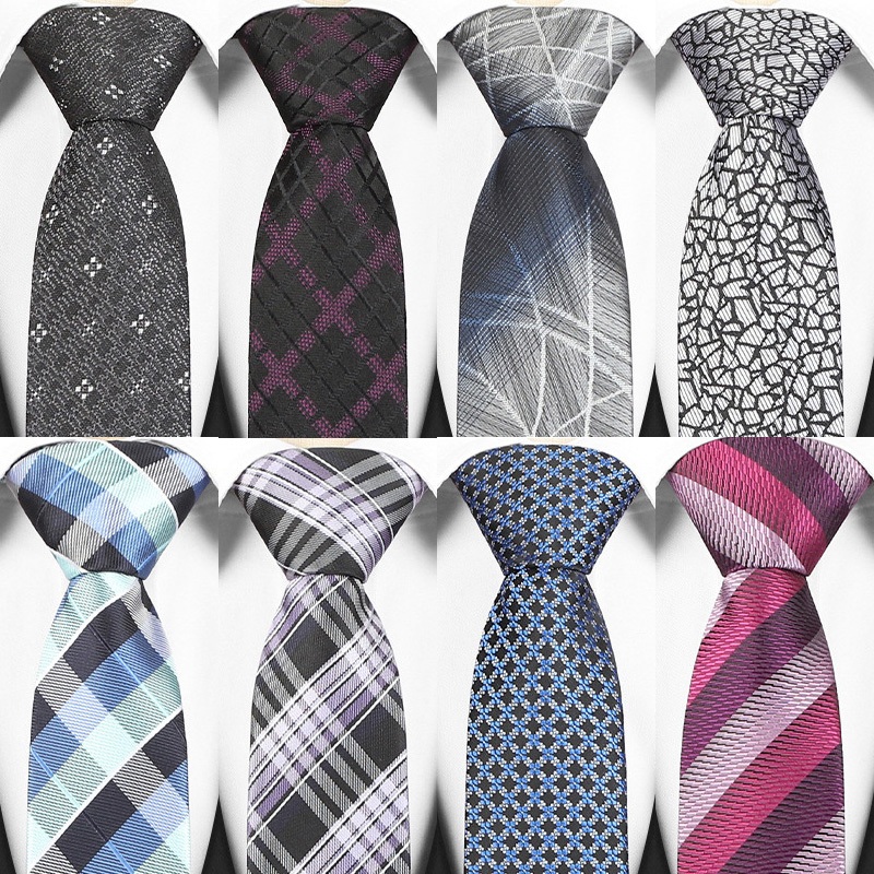 แฟชั่น Mens Tie ใหม่ 6 ซม. Skinny Tie สําหรับชายแคบเนคไทดอกไม้ลายสก๊อต Polka Dot คอ Ties Arrow Slim งานแต่งงานธุรกิจ Party Ties อุปกรณ์เสริม