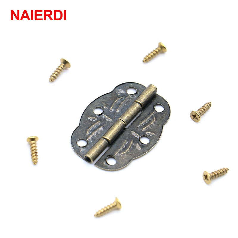 Naierdi บานพับกล่องเครื่องประดับ สีบรอนซ์ พร้อมสกรู สไตล์วินเทจ สําหรับประตู ตู้ ลิ้นชัก เฟอร์นิเจอร์ 20 ชิ้น