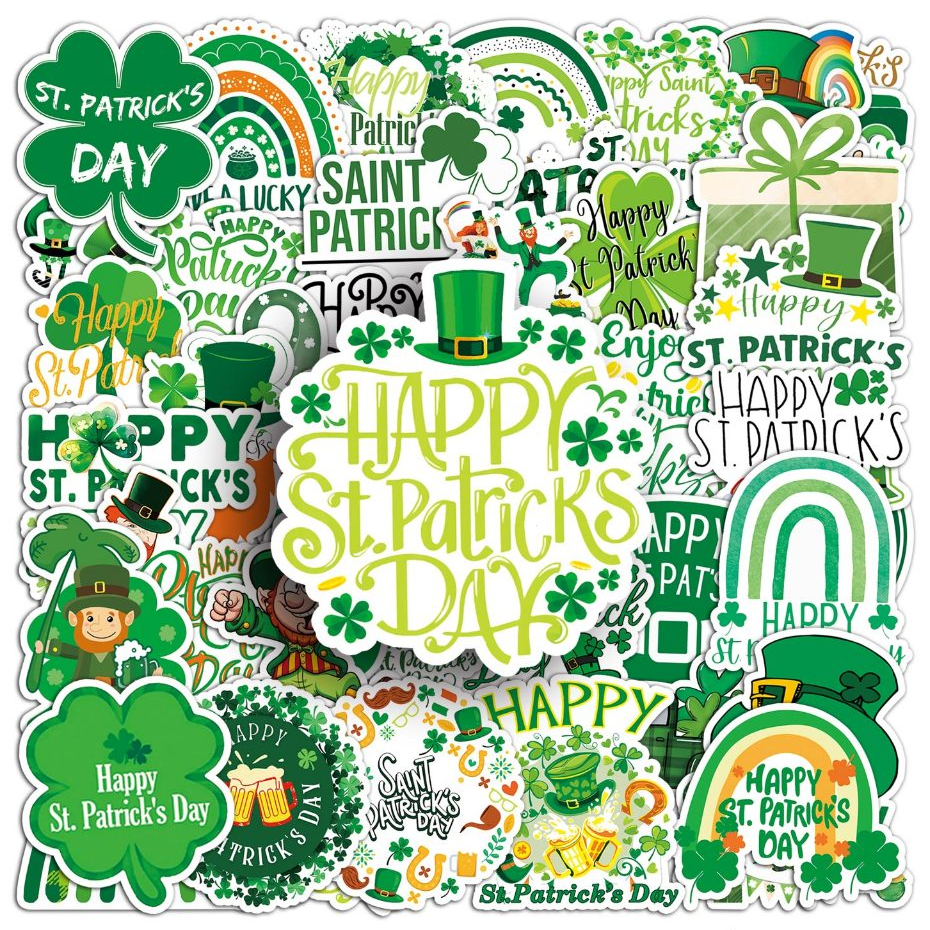 50 ชิ้น เซนต์. Patricks Day สโลแกนสติกเกอร์กันน้ํา DIY สําหรับโทรศัพท์แล็ปท็อปสเก็ตบอร์ด Creative Graffiti สติกเกอร์รถสติกเกอร์บ้าน