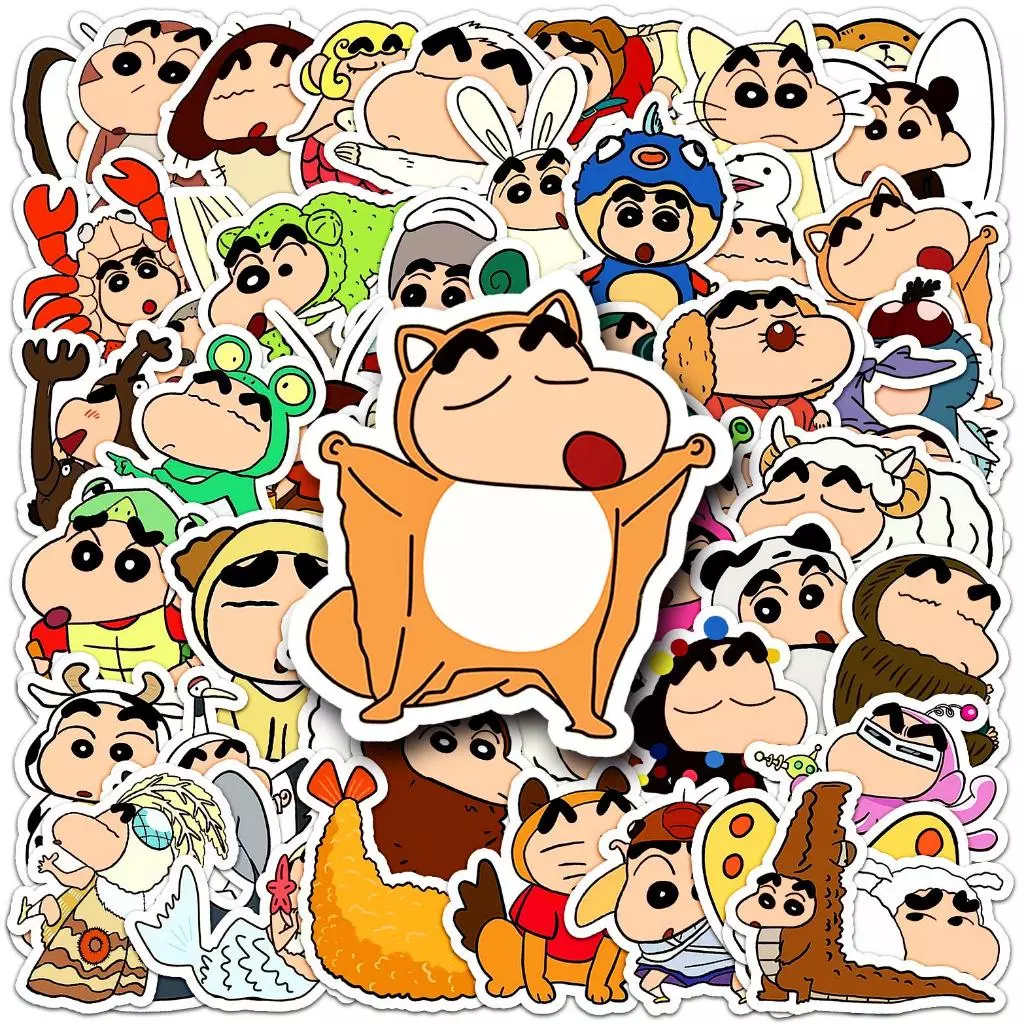 50 ชิ้นตลกการ์ตูน Crayon Shin-chan สติกเกอร์กันน้ํา DIY สําหรับโทรศัพท์แล็ปท็อปสเก็ตบอร์ด Creative Graffiti รถสติกเกอร์บ้านสติกเกอร์