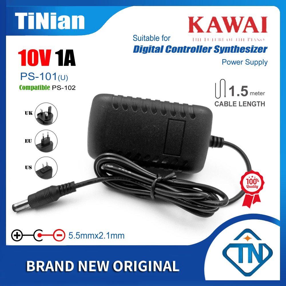 อะแดปเตอร์ AC / DC 10V 1A PS-101 PS-102 สำหรับ Kawai X50-D Q-80 Q-80EX Digital Midi Sequencer KML-SG
